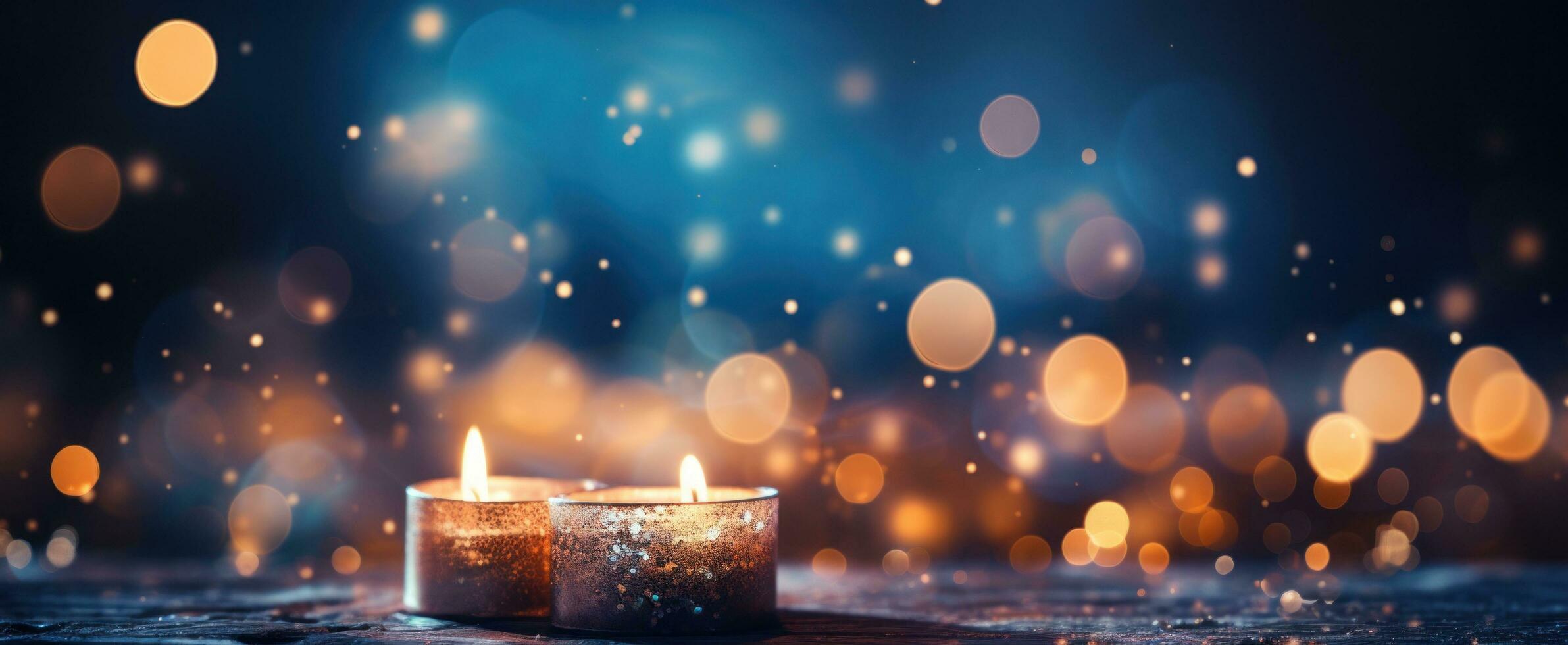 AI generated crescent on blurry background with shiny stars photo
