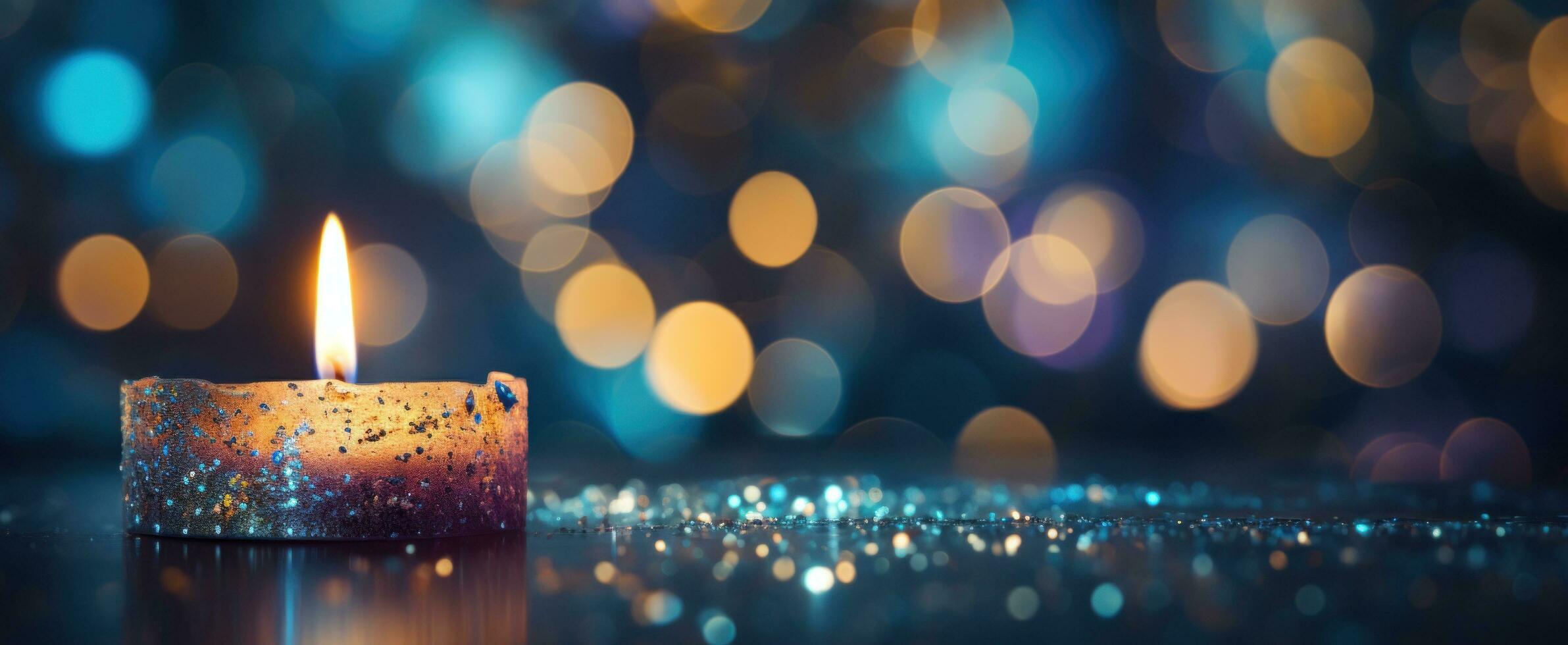 AI generated crescent on blurry background with shiny stars photo