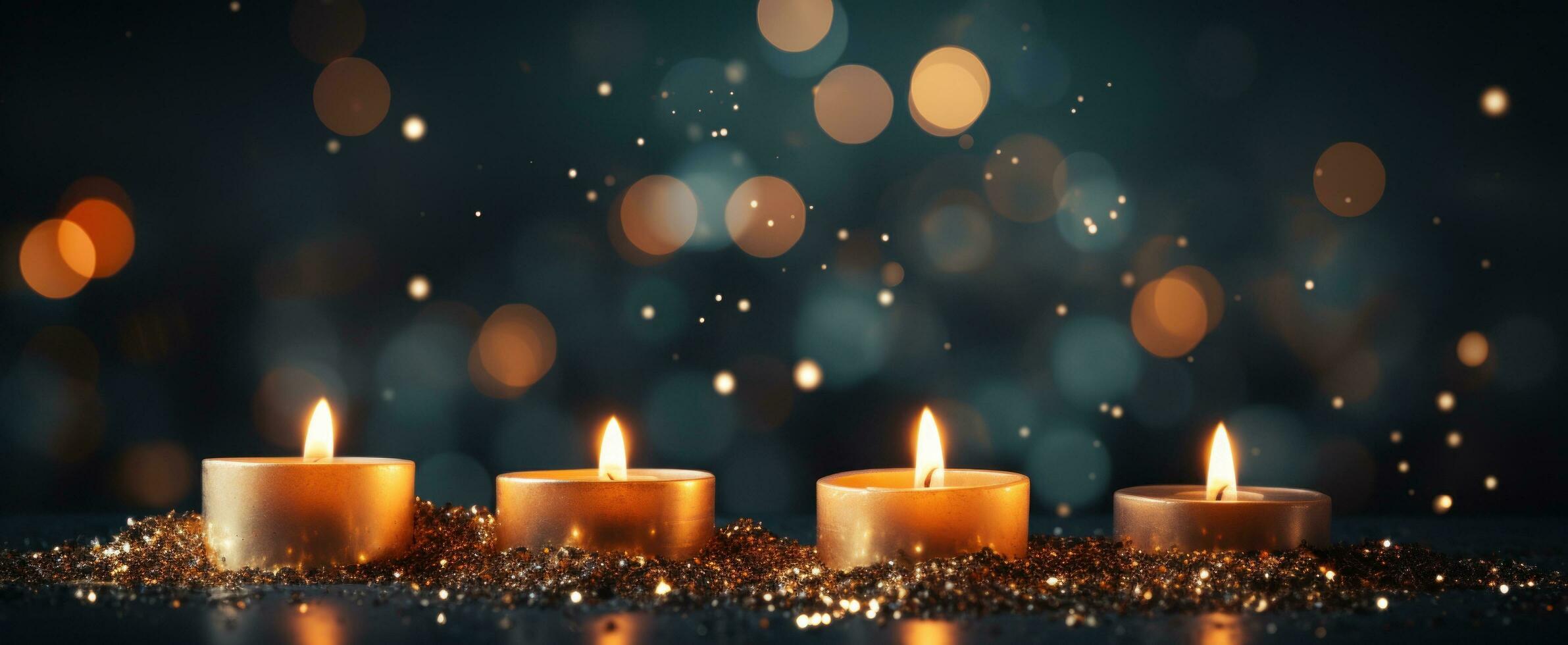 AI generated crescent on blurry background with shiny stars photo
