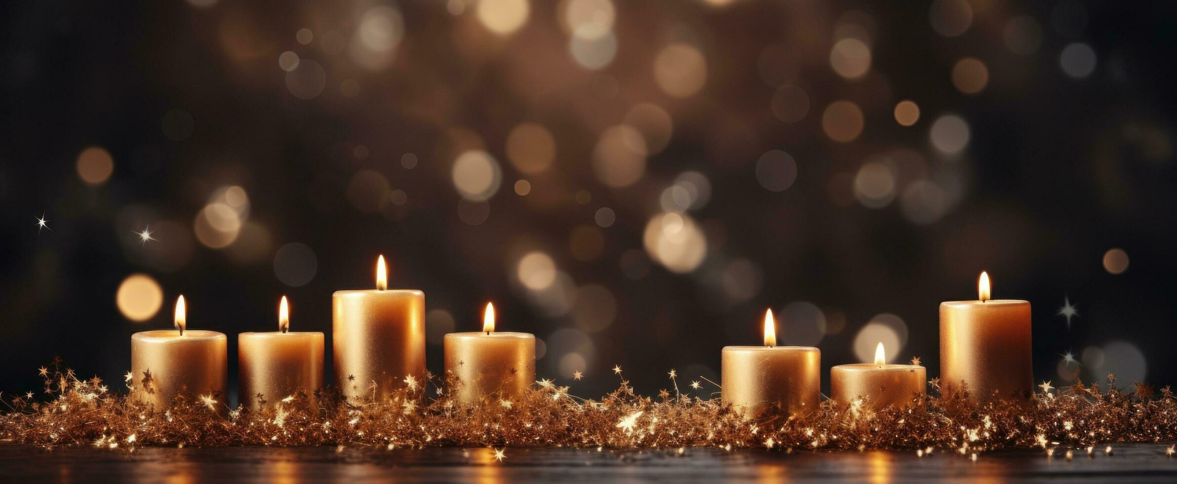 AI generated crescent on blurry background with shiny stars photo