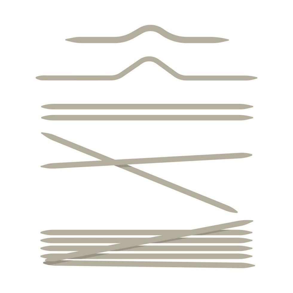 Set of different metal knitting needles vector