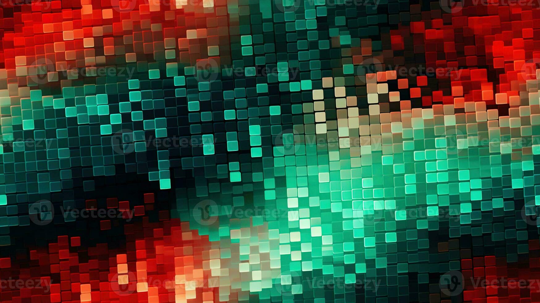 AI generated Generative AI, abstract pixel art background, seamless geometric mosaic pattern, Christmas colors photo