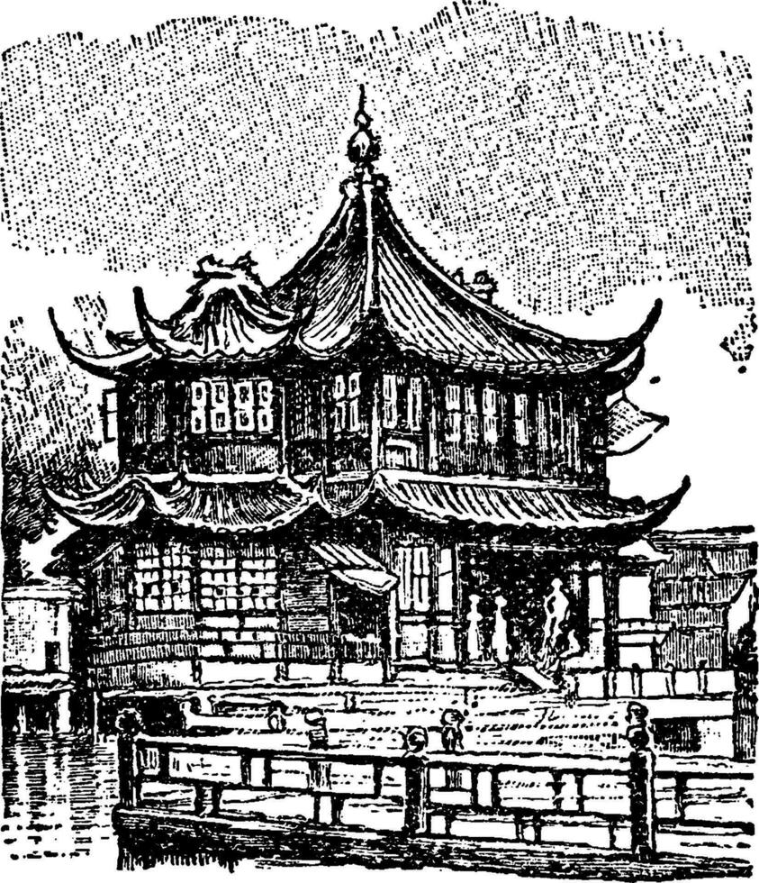 Gate house, vintage illustration. vector