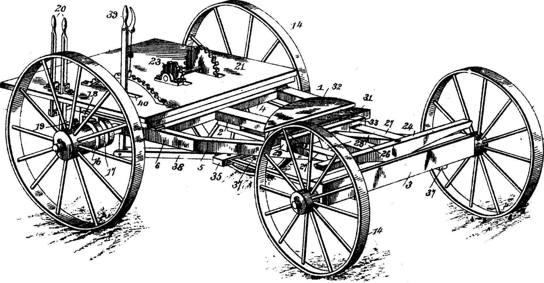 Motored Vehicle, vintage illustration. vector