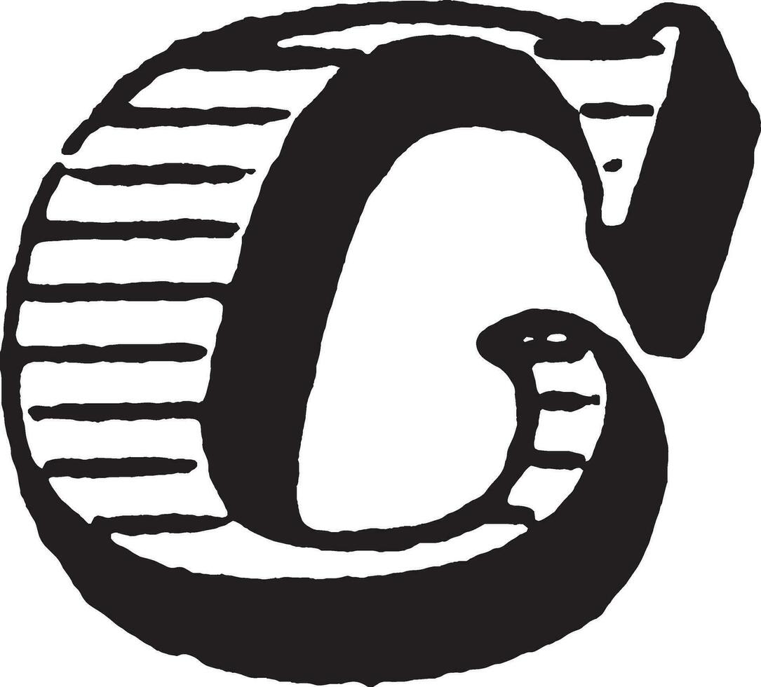 C, Italic initial, vintage illustration vector