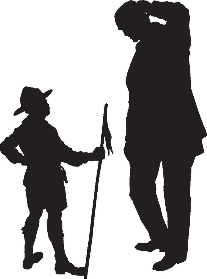 Boy and Father, vintage illustration vector