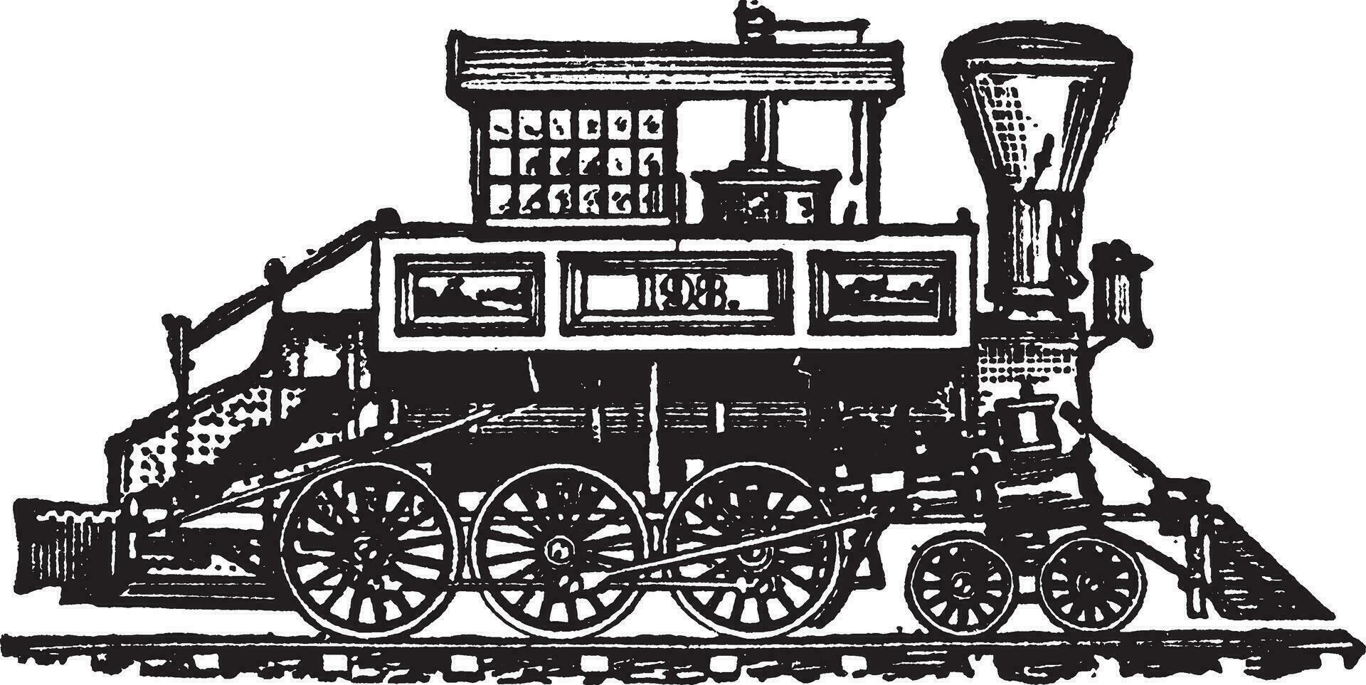 temprano locomotora, Clásico ilustración. vector