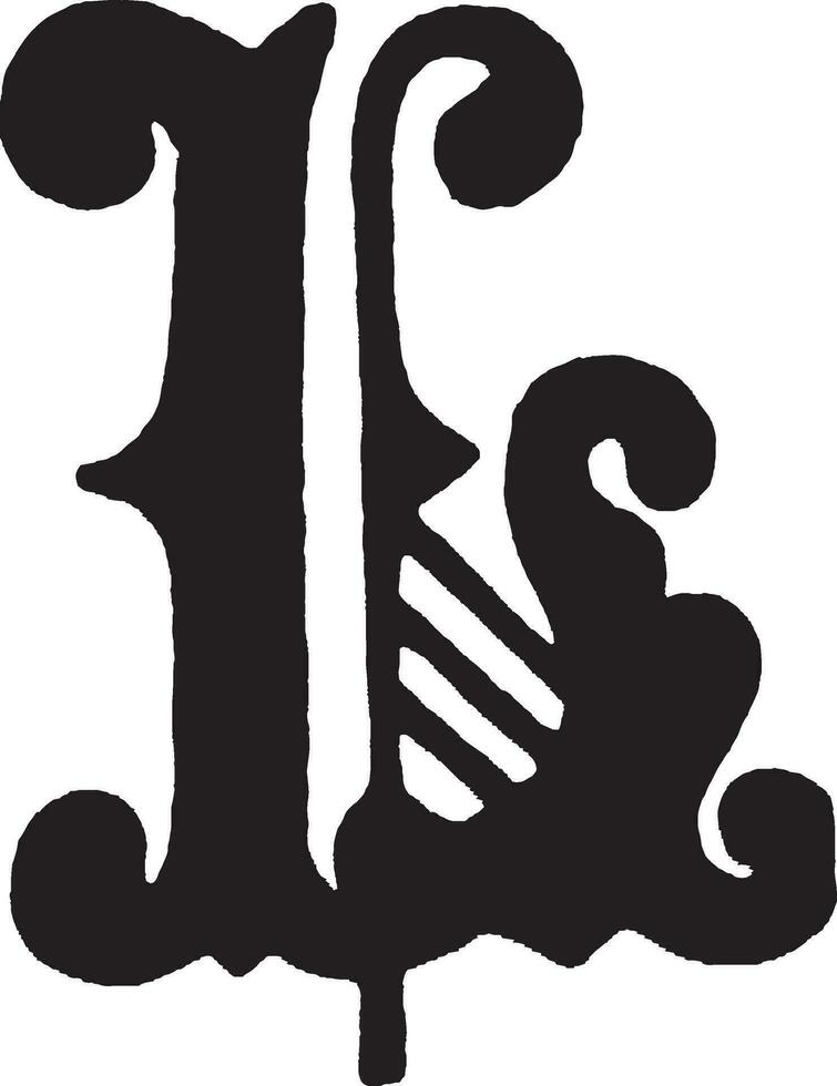 L, Medieval, vintage illustration vector