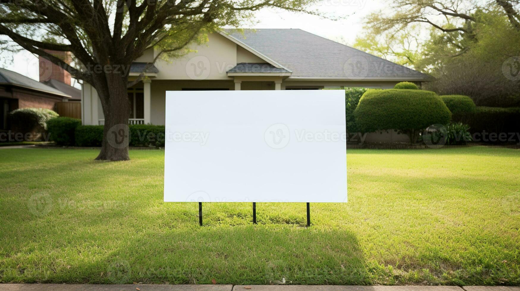 ai generado generativo ai, real inmuebles calle firmar o bandera burlarse de arriba, para rebaja blanco foto