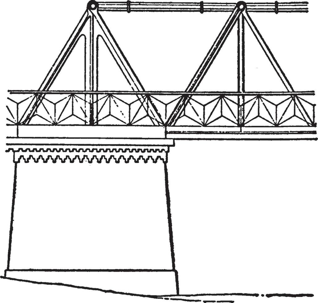 Newark Dyke Bridge, vintage illustration. vector