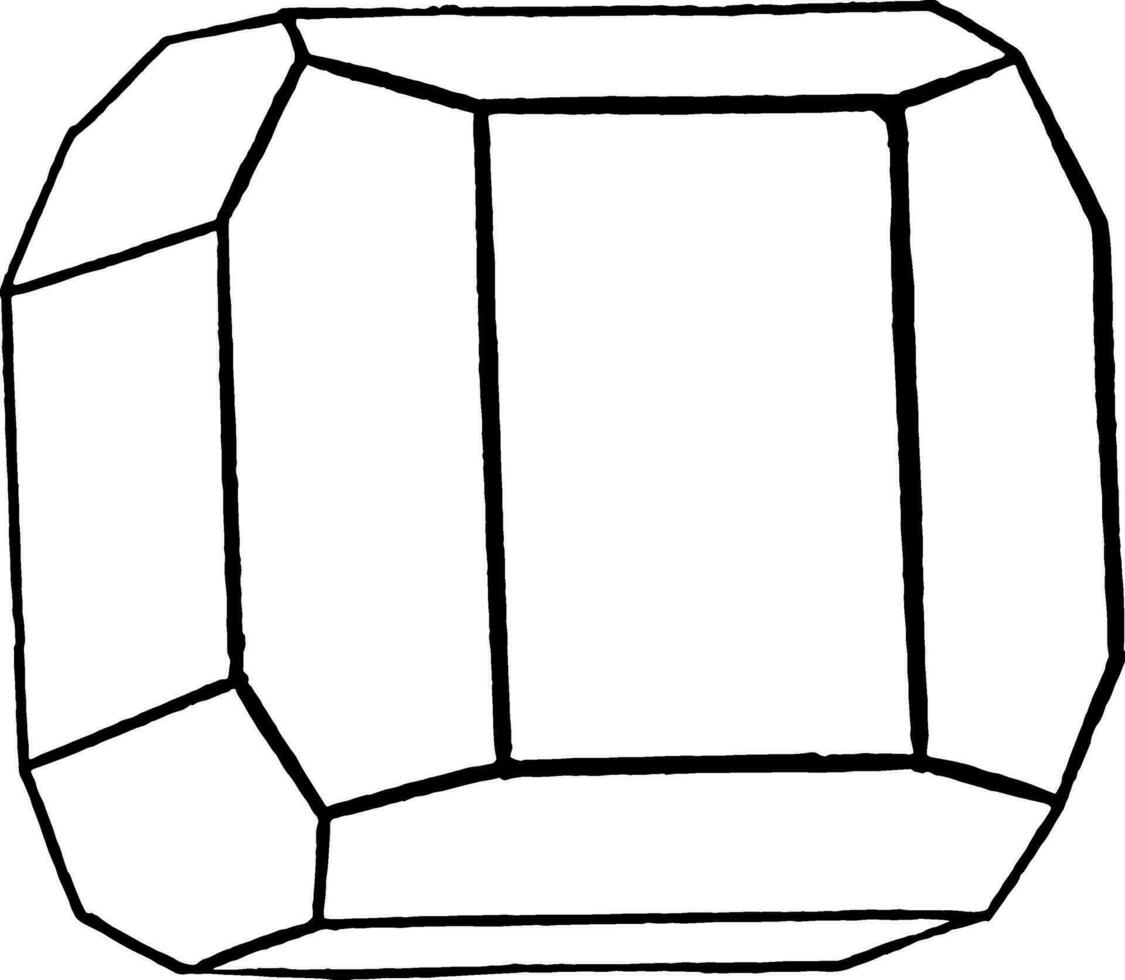 Unsymmetrically Truncated Cube, vintage illustration. vector