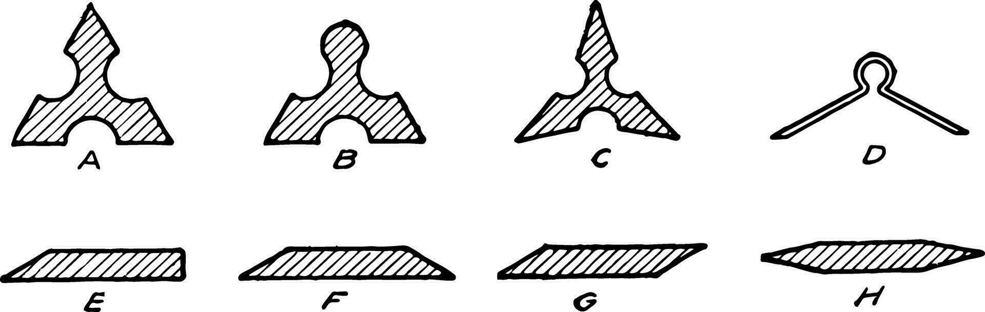 Scale Ruler Shapes wide range of sizes vintage engraving. vector