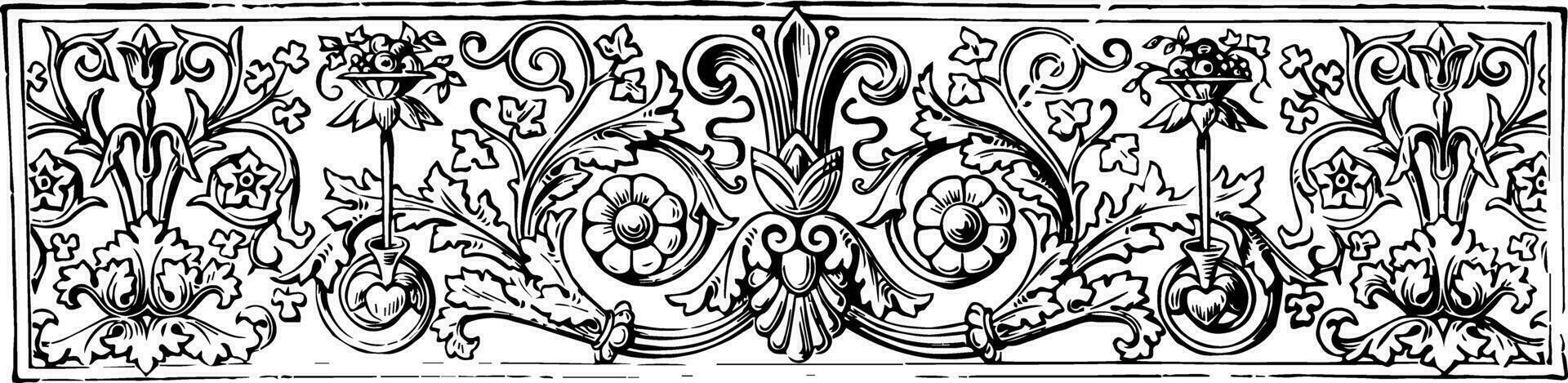 Banner is a contains floral arrangements in this pattern vintage engraving. vector