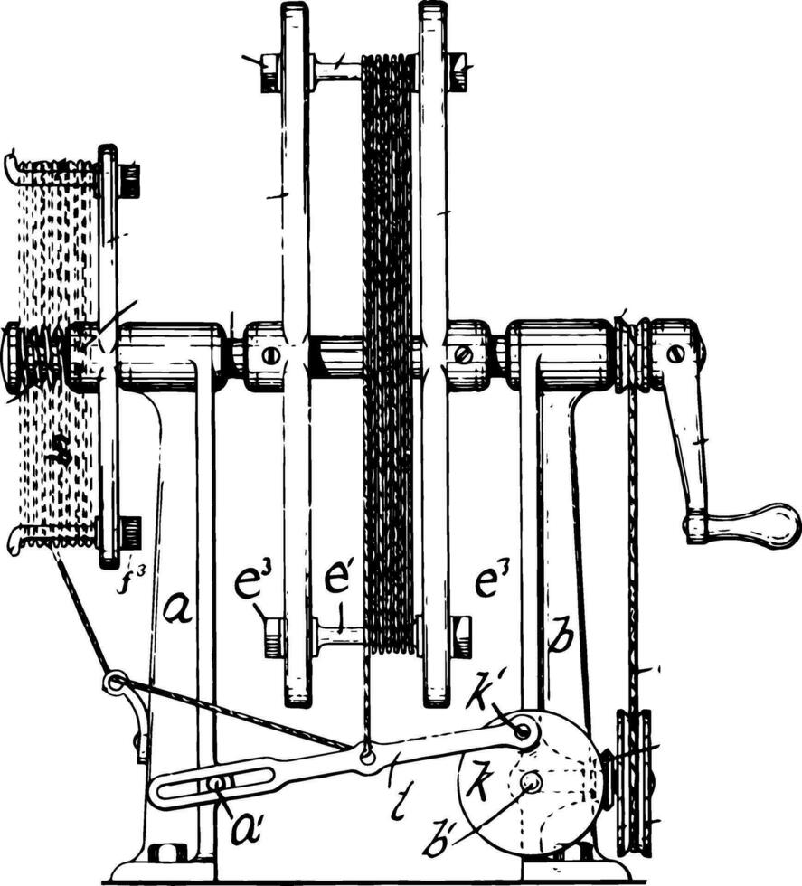 Rewinding Cord Machine vintage illustration. vector