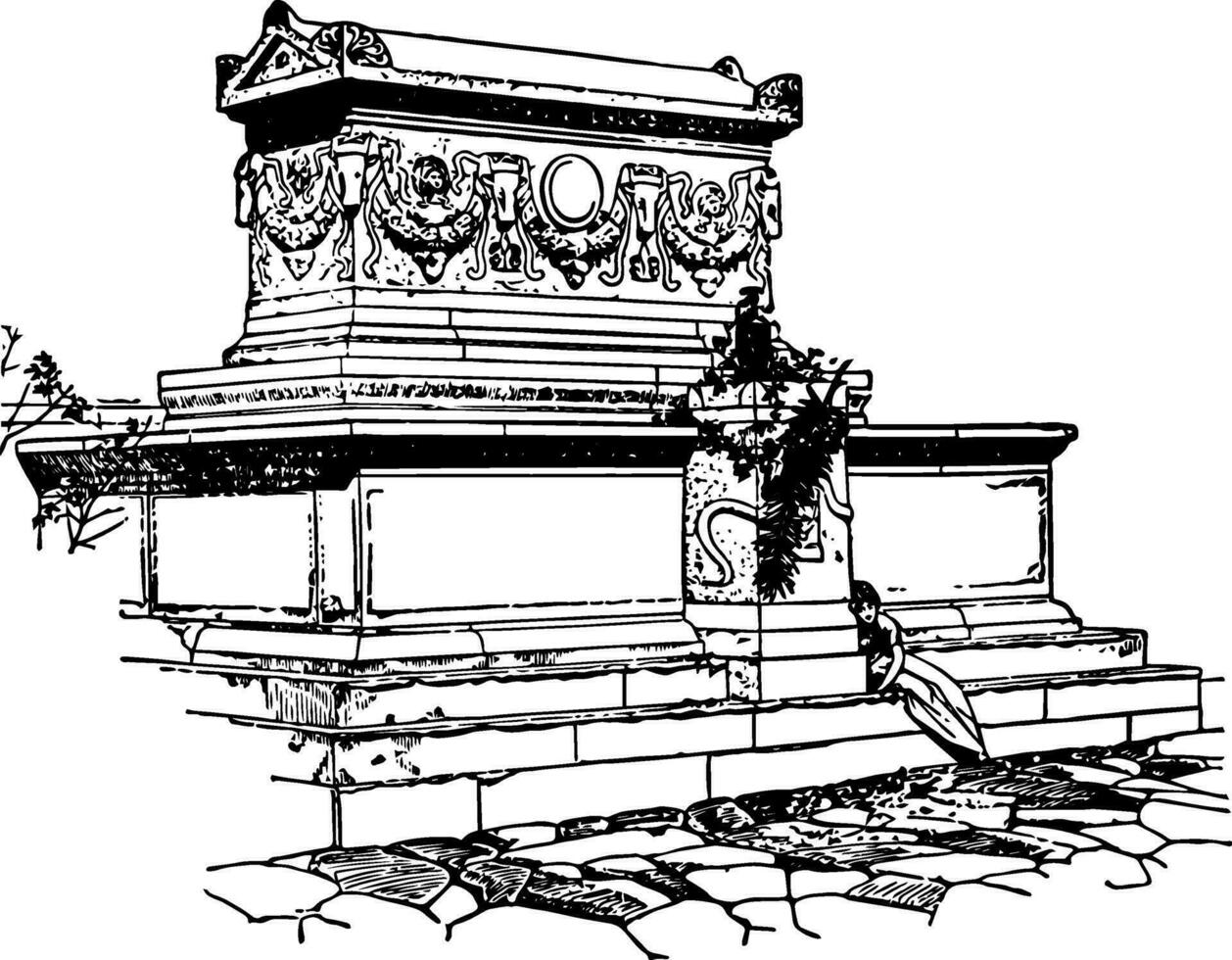 Sarcophagus vintage illustration. vector