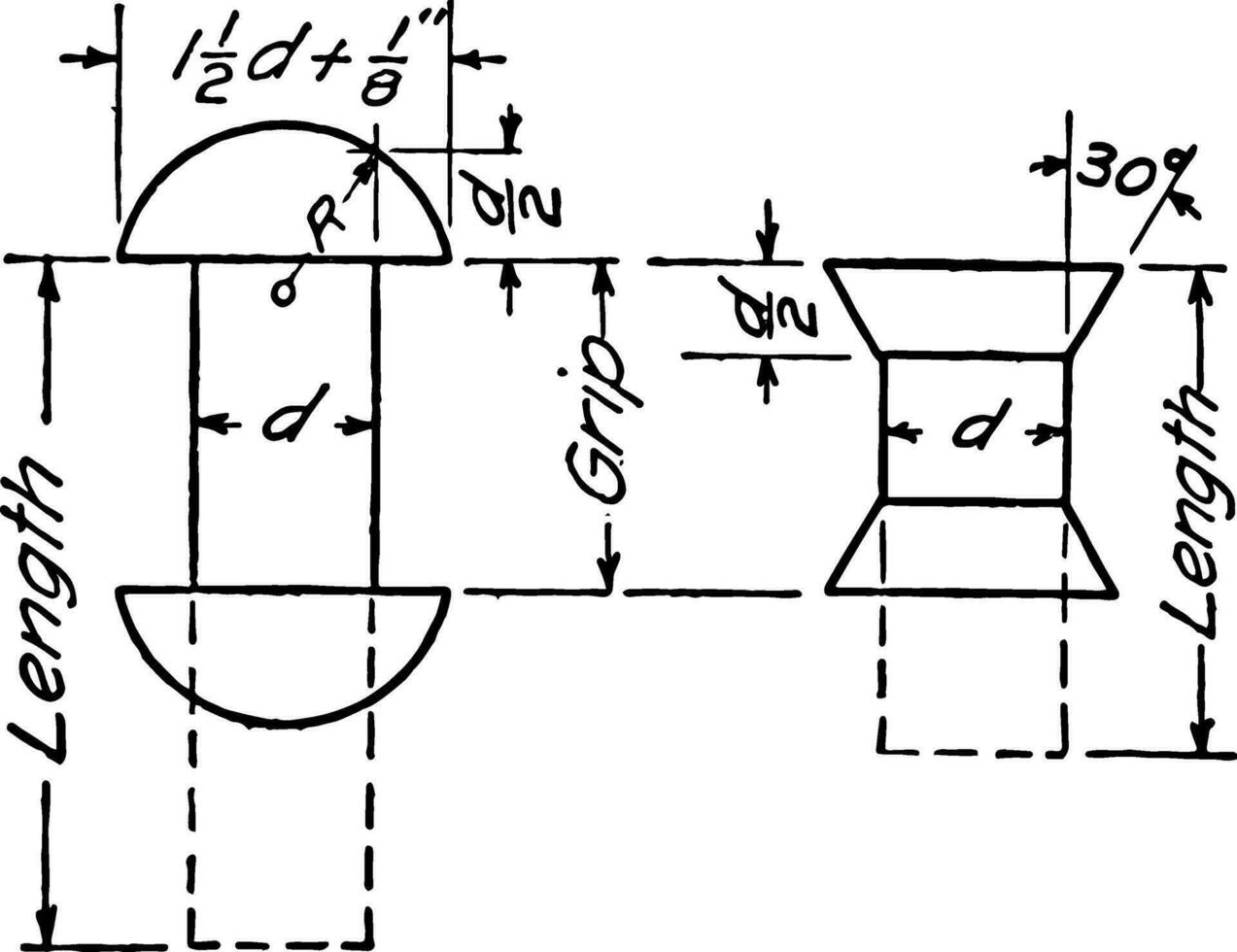 Large View of Riveting for Drawing, not well suited to large drawings,  vintage engraving. vector