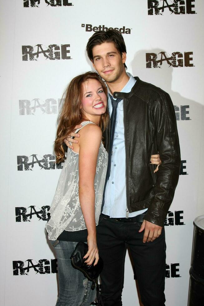 LOS ANGELES  SEPT 30  Molly Burnett Casey Deidrick arriving at  the RAGE Game Launch at the Chinatowns Historical Central Plaza on September 30 2011 in Los Angeles CA photo