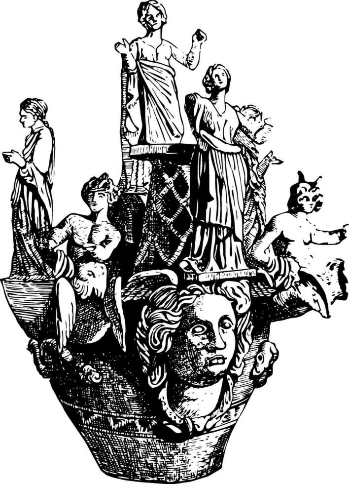 Affixes is a Italo to Greek vase in the Campana Collection vintage engraving. vector