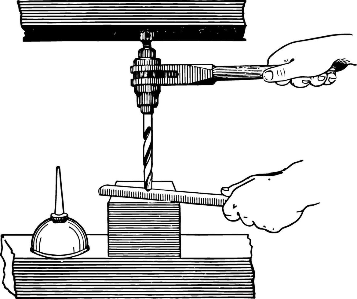 Ratchet Drill vintage illustration. vector