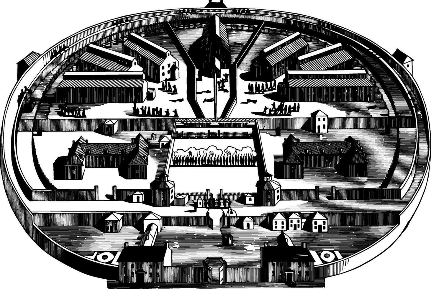 Dartmoor Prison vintage illustration. vector