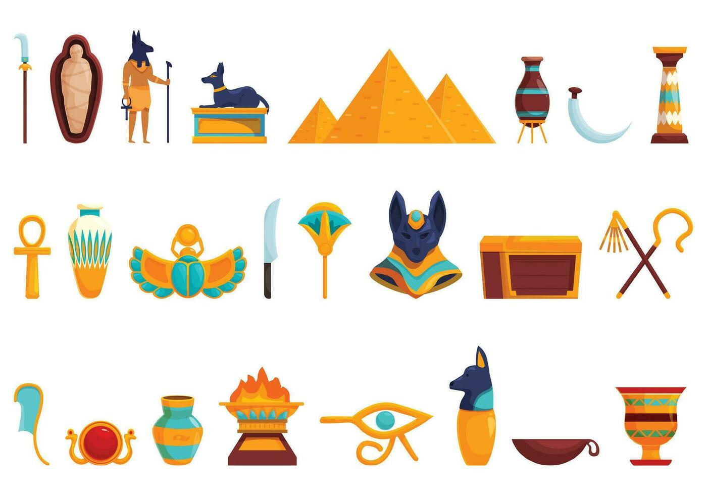 Anubis icons set cartoon vector. God ancient vector