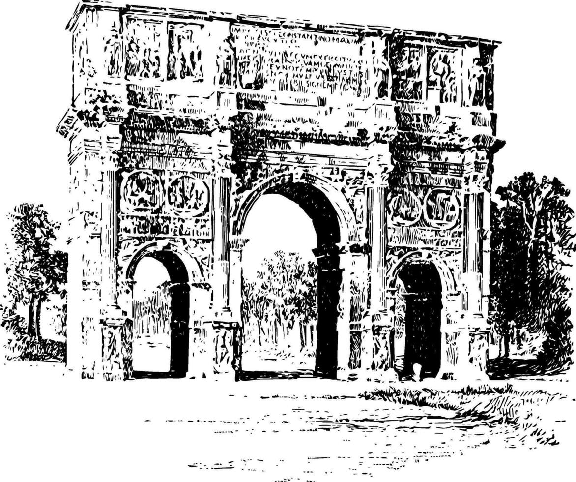 Arch of Constantine a triumphal arch vintage engraving. vector