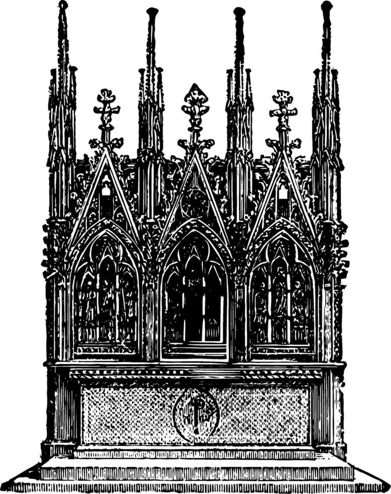 gótico altar es un erección el ofrecimiento Clásico grabado. vector