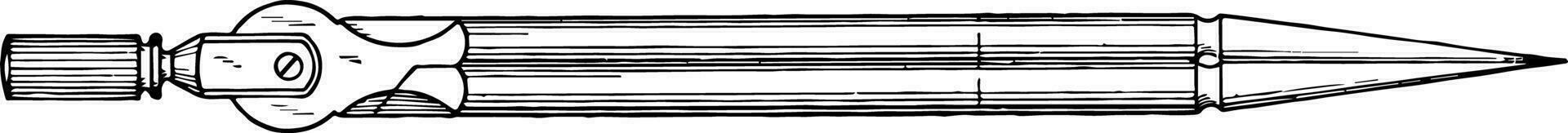 Cylindrical Compass plane of the flat vintage engraving. vector