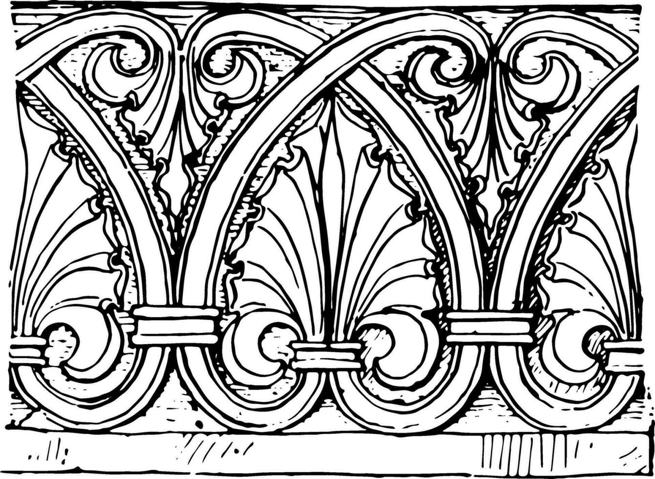 Anthemion frieze from South Germany vintage engraving. vector