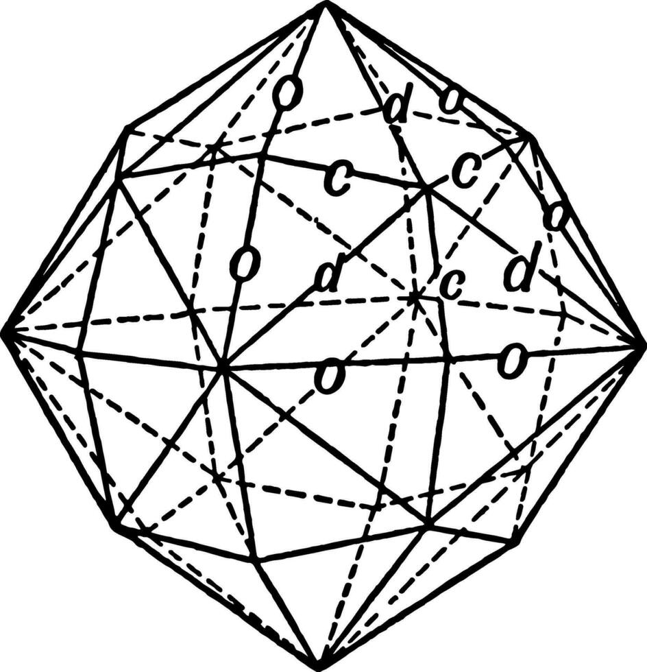 Hexoctahedron, vintage illustration. vector