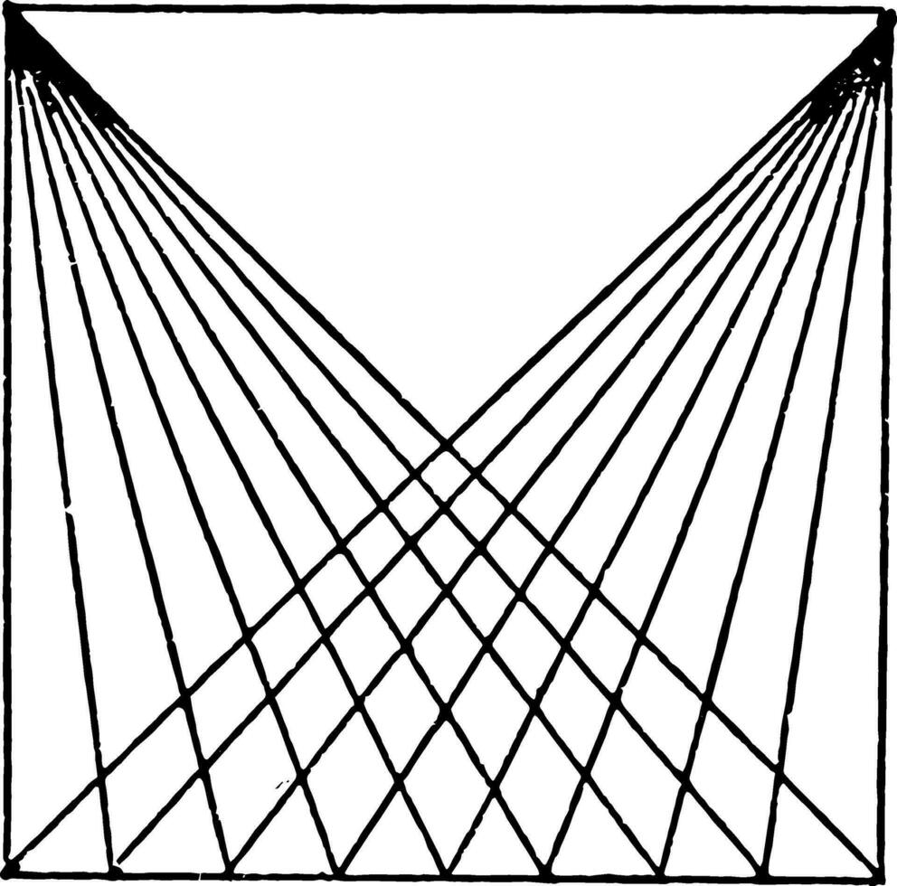 Drawing Diagonal Lines with T Squares and Triangle, dividing the paper into squares,  vintage engraving. vector