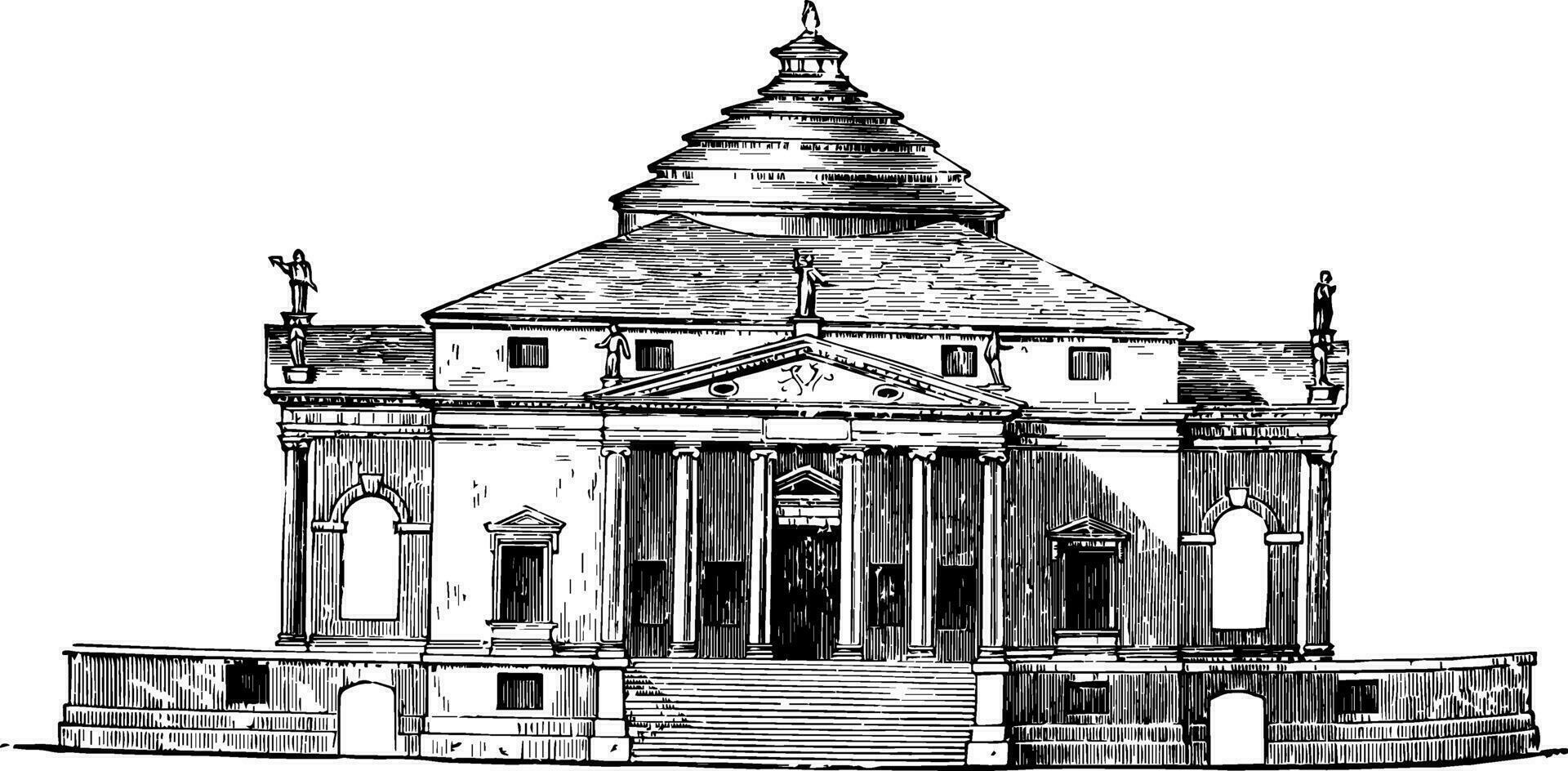 Villa by Palladio the compositions of Palladio so celebrated vintage engraving. vector