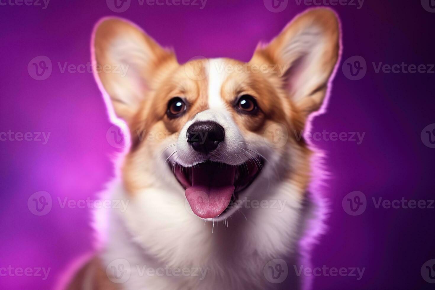 AI generated Cute welsh corgi dog on a purple background photo