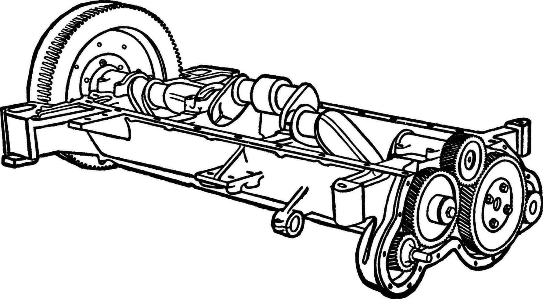 Building an Automobile Step 04 is Cogwheels, vintage illustration. vector