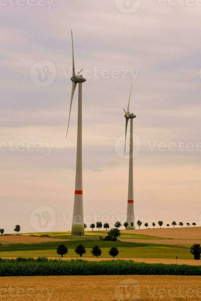 viento turbinas en el campo foto