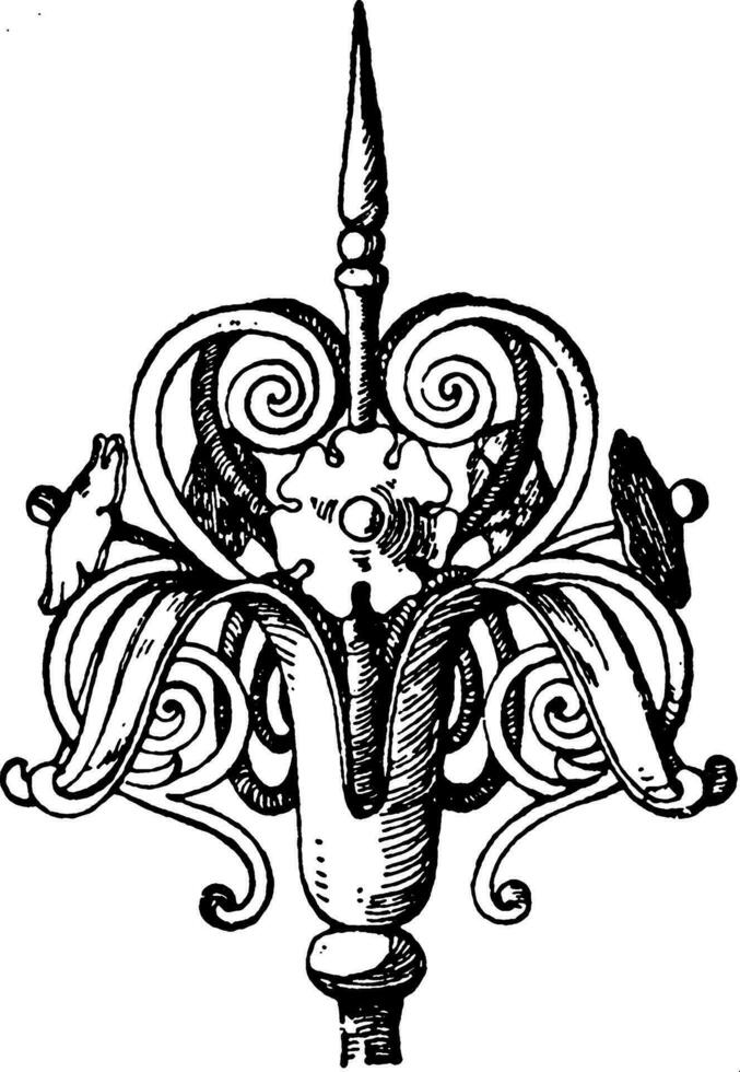 Wrought-Iron Finial, custom,  vintage engraving. vector