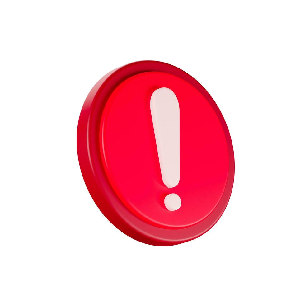 Realistic red-white circle warning sign, beware danger, hot, symbol sign, front view is slightly tilted to the side, 3d rendering, illustration. photo