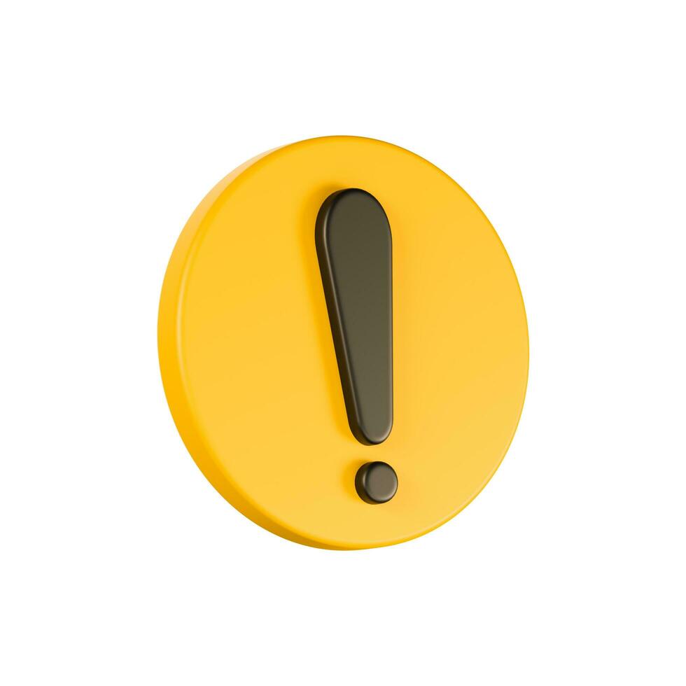 Realistic yellow-black circle warning sign, beware danger, hot, symbol sign, front view is slightly tilted to the side, 3d rendering, illustration. photo