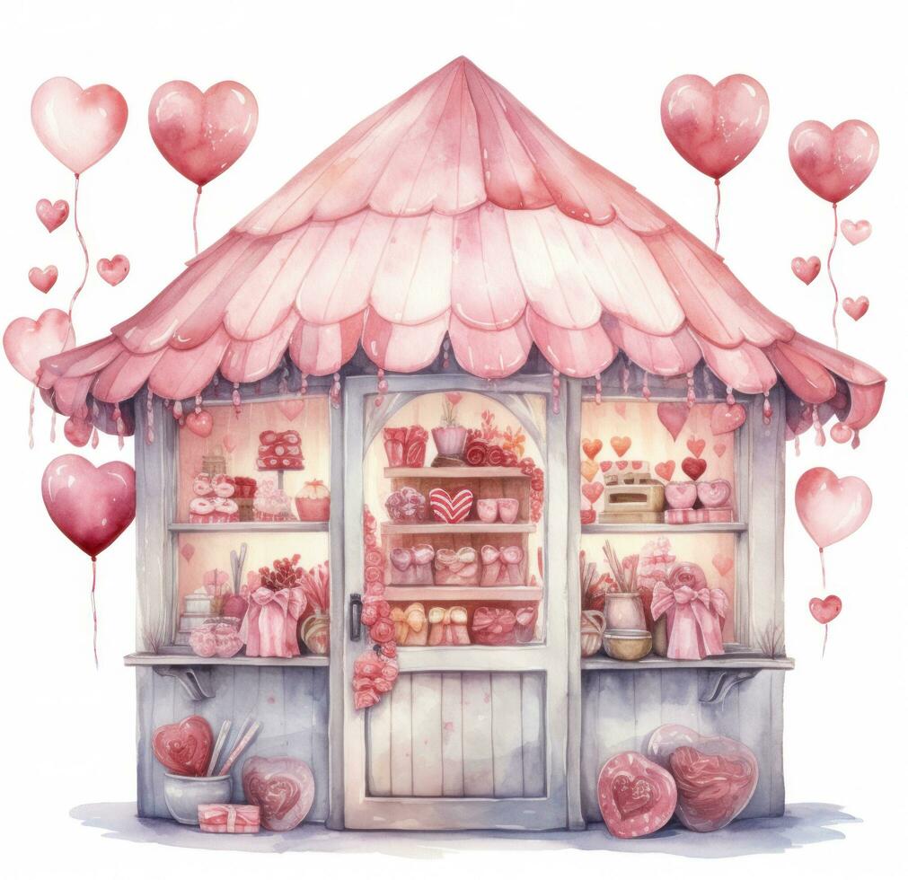 AI generated the valentine store with hearts and candy photo