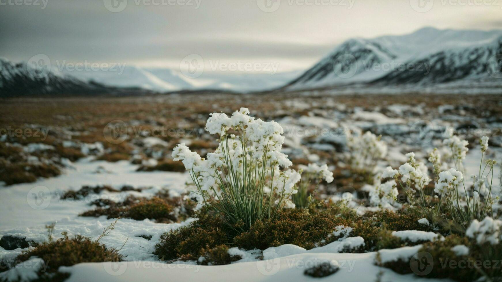 AI generated Investigate the unique adaptations of Arctic plants to survive extreme winter conditions. photo