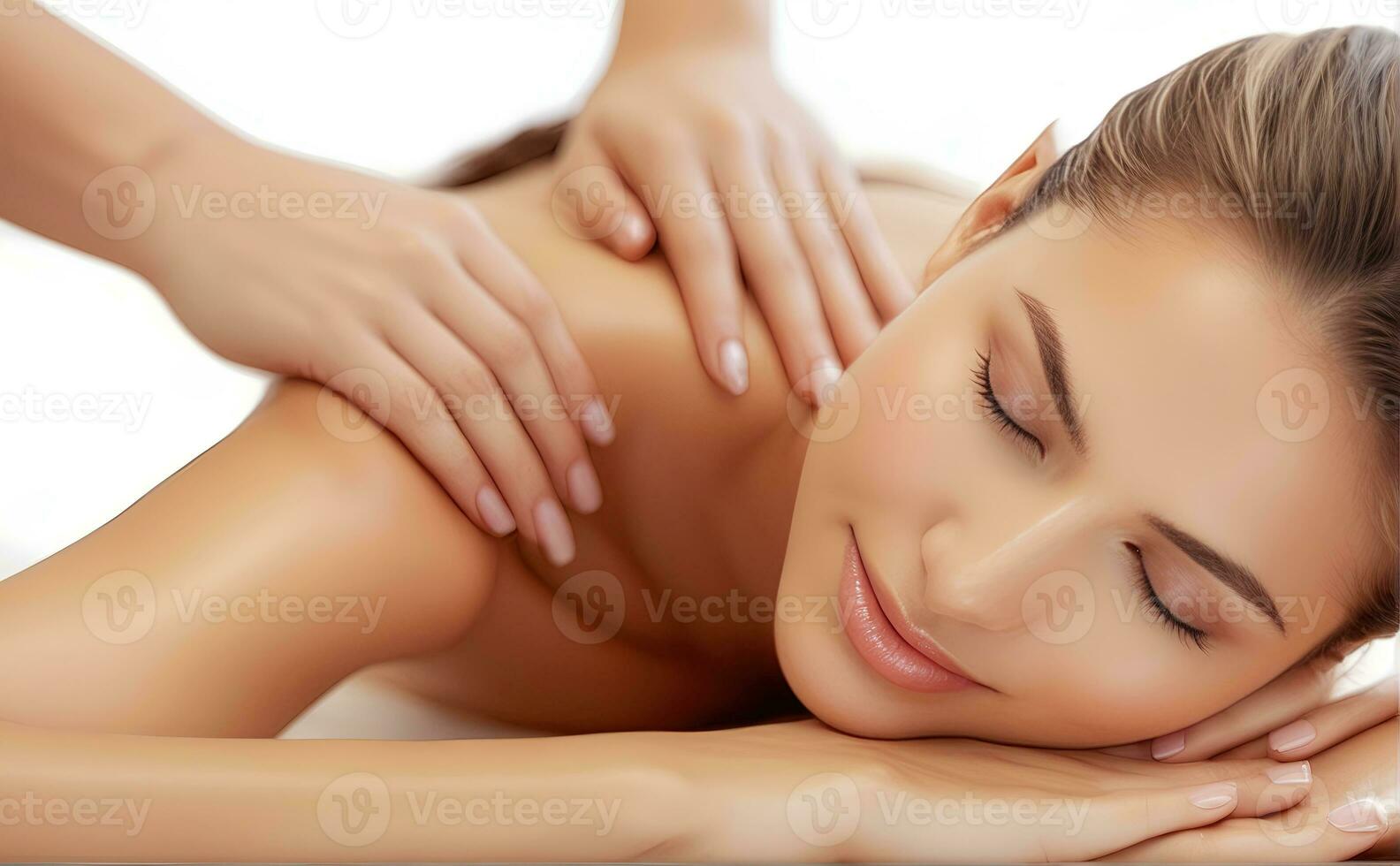 ai generado hermosa mujer pasando terapia y baños tratamiento en spa estudio foto