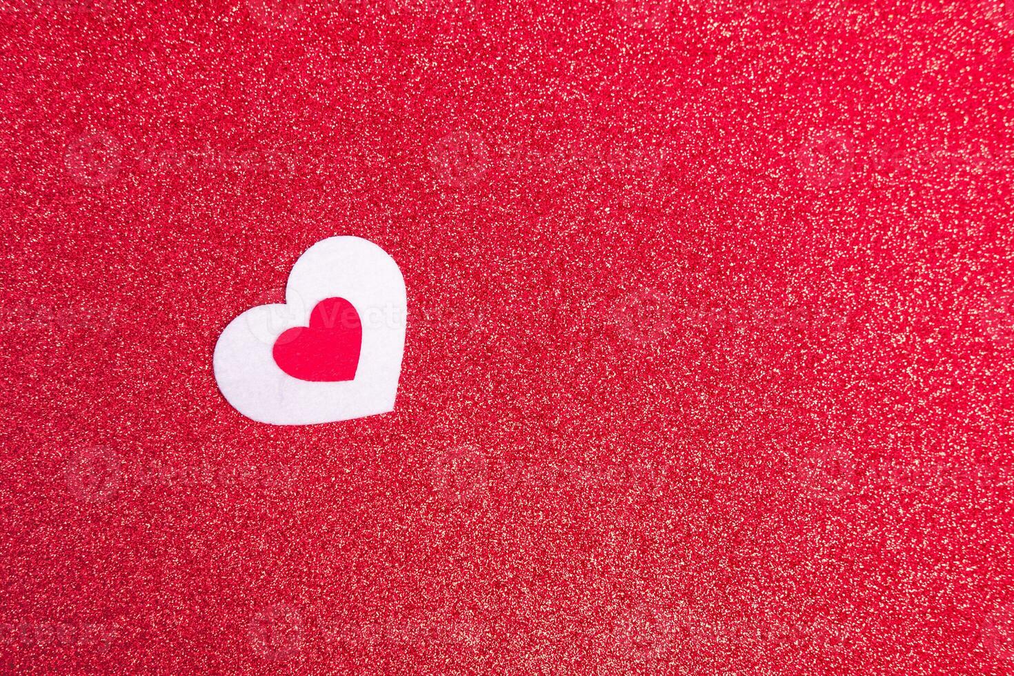 heart on a red background for a greeting card or banner for Valentine's Day, copy space photo