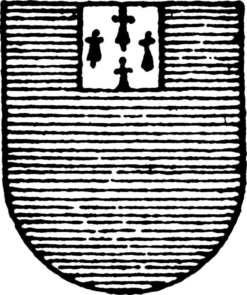 Azure Ordinary has a chief point in vair, vintage engraving. vector