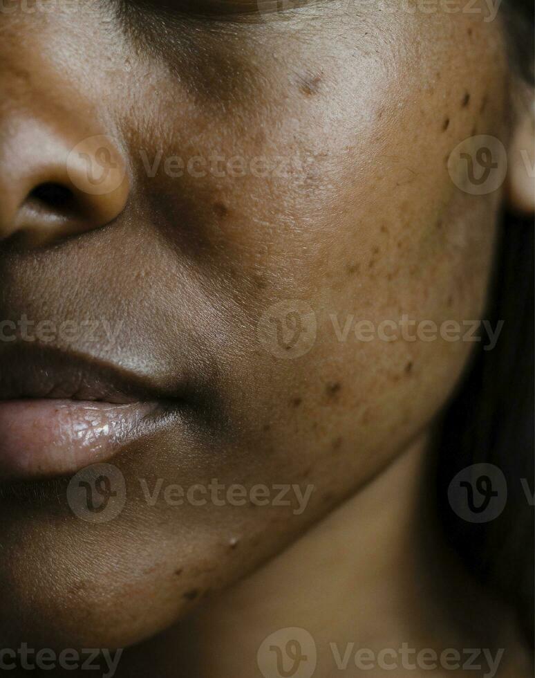 AI generated a face with pimples, blemishes and acne photo