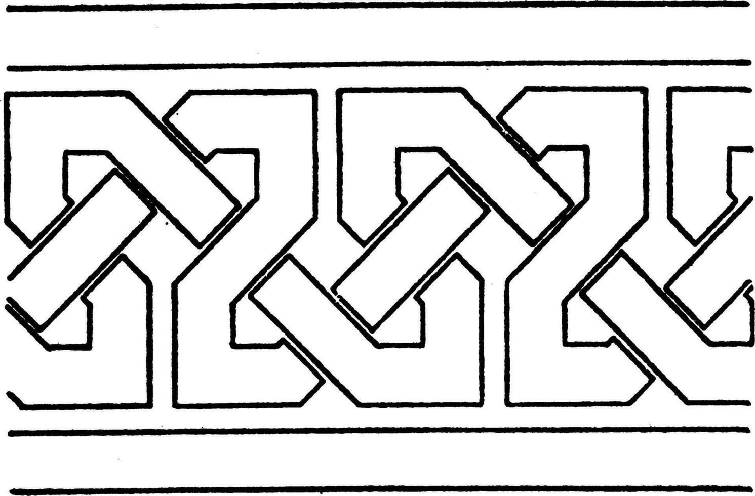 Simple Moorish Interlacement Band found in the palace of Alhambra, vintage engraving. vector