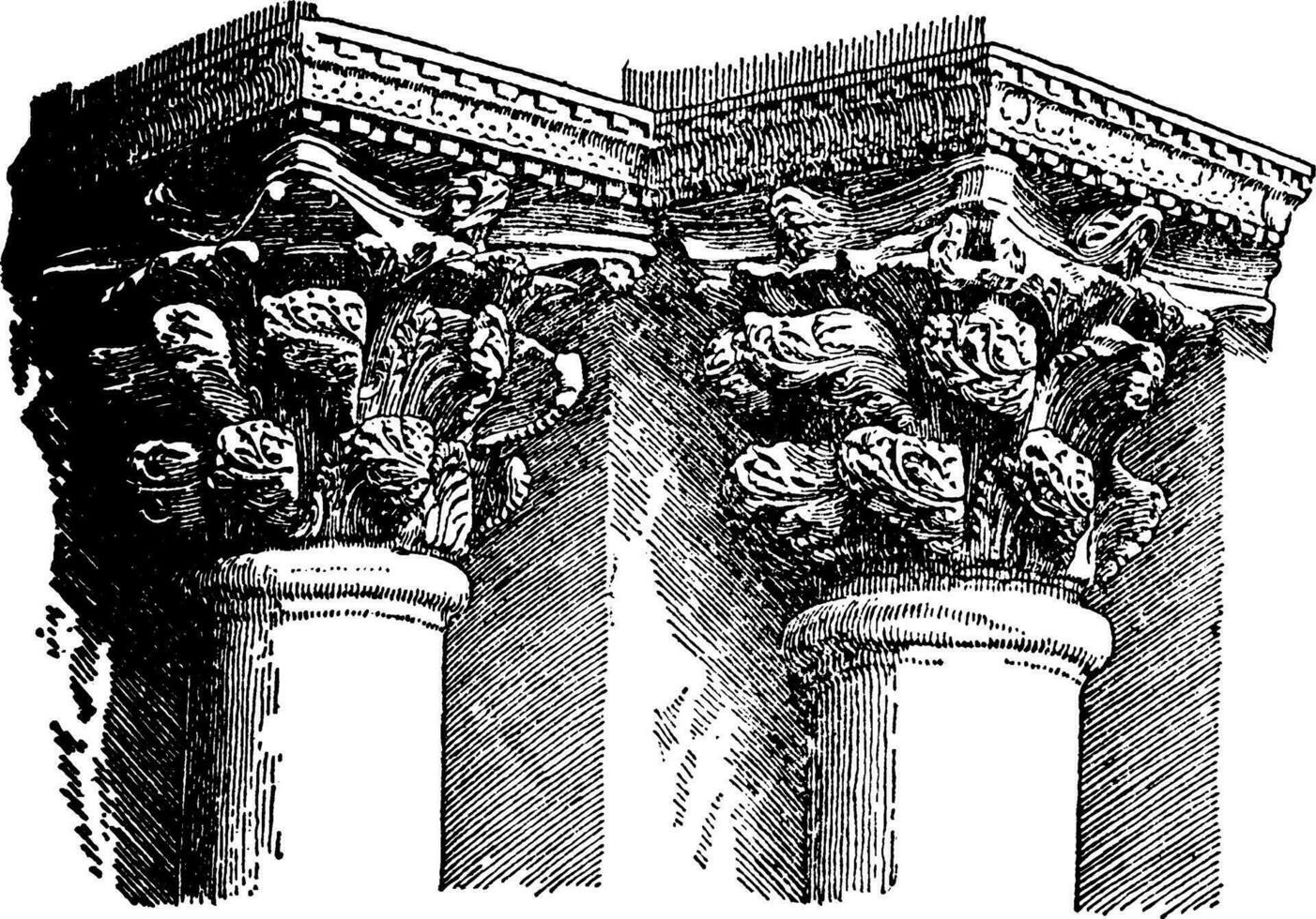 Byzantine Capital, rises,  vintage engraving. vector