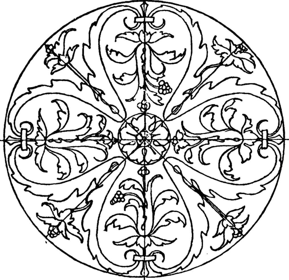 Renaissance Circular Panel is a bas-relief design, vintage engraving. vector