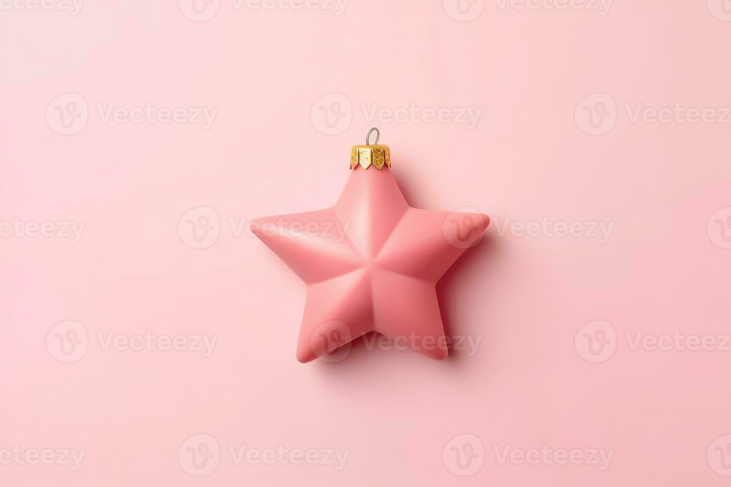 AI generated Pink Christmas tree toy in the form of star on a pink monocolor background. photo