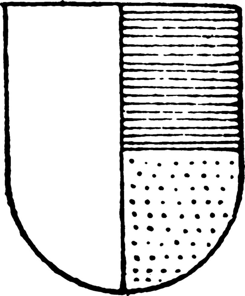 Per Pale Ordinary has the right half side in argent, vintage engraving. vector