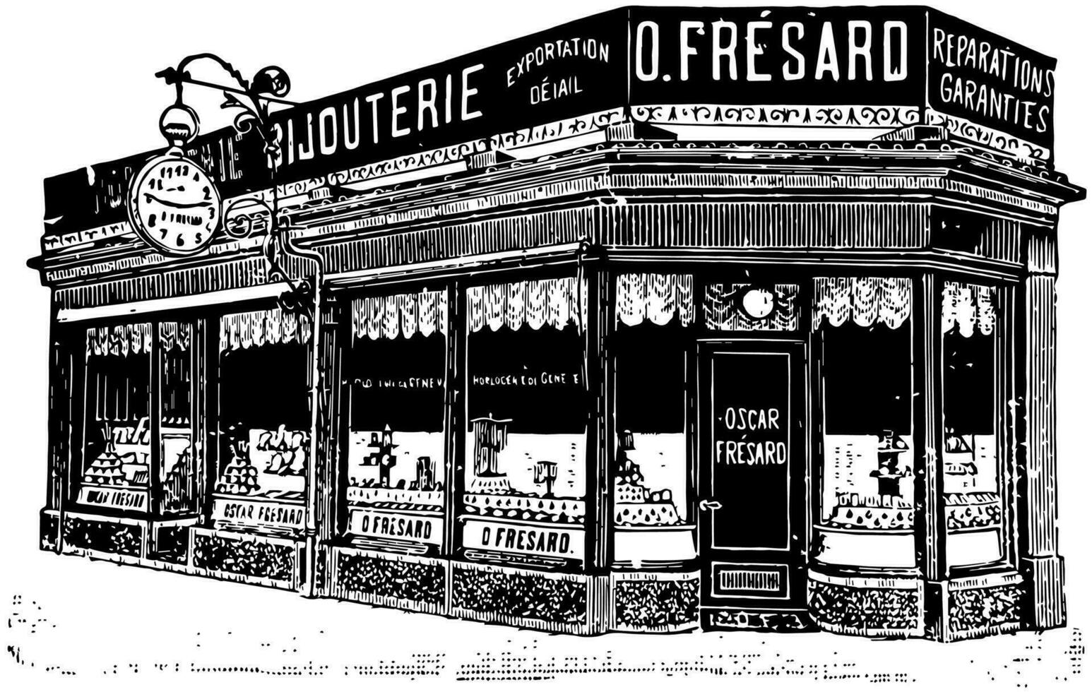 Watch Store in Lucerne, Switzerland vintage illustration. vector